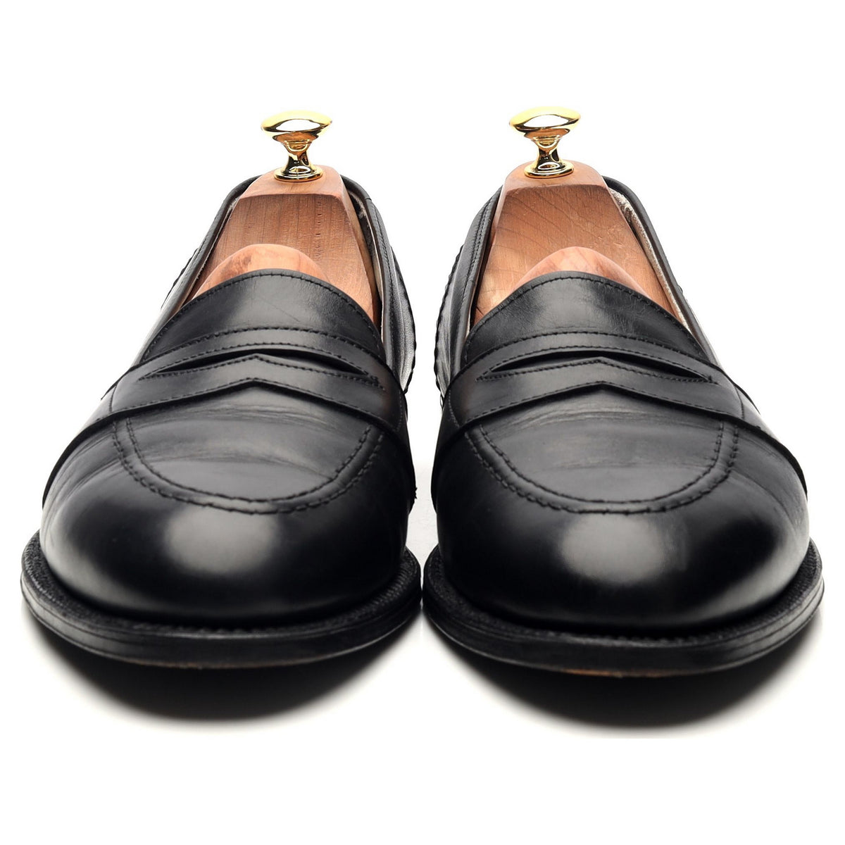 &#39;681&#39; Black Leather Full Strap Loafers UK 9.5 US 10