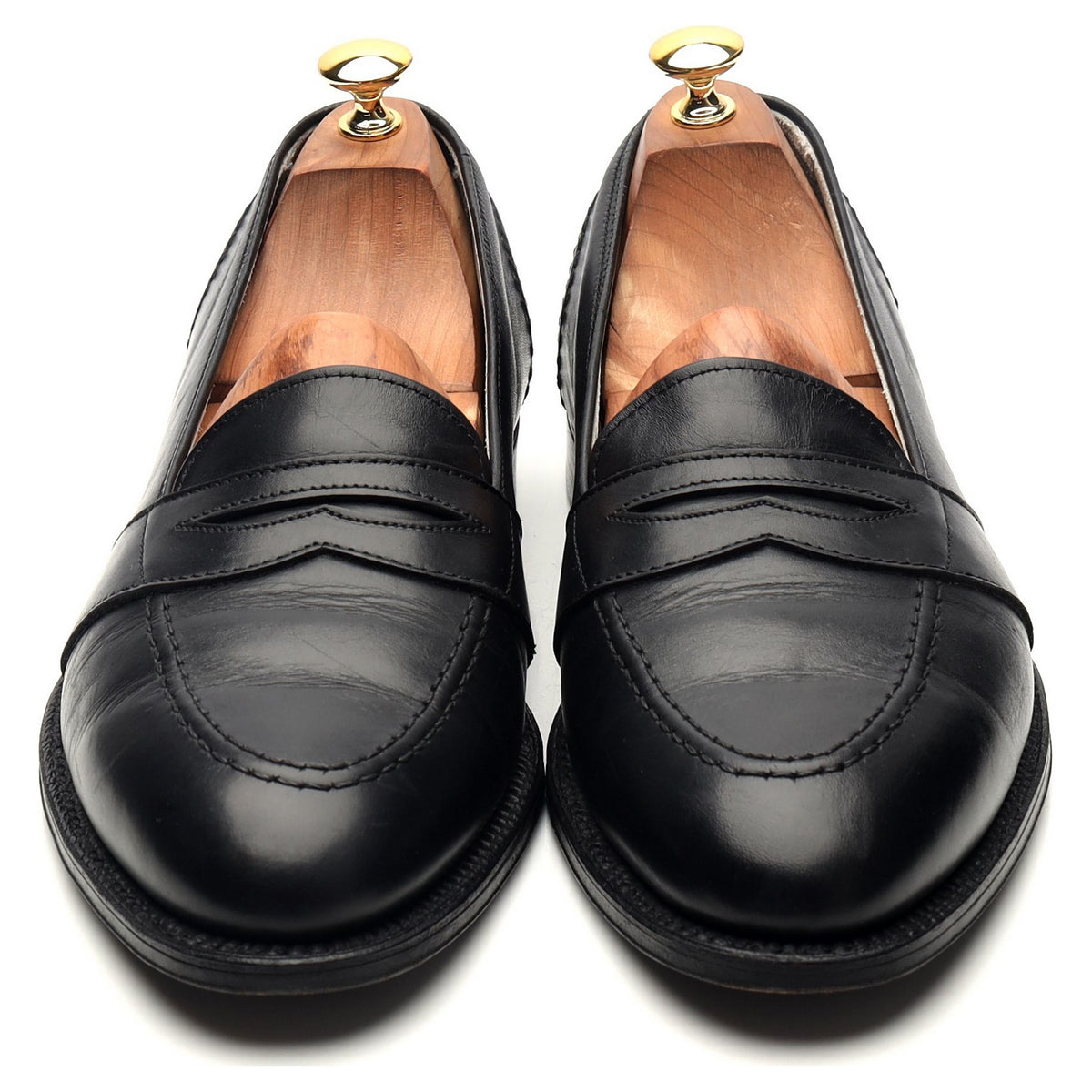 &#39;681&#39; Black Leather Full Strap Loafers UK 9.5 US 10