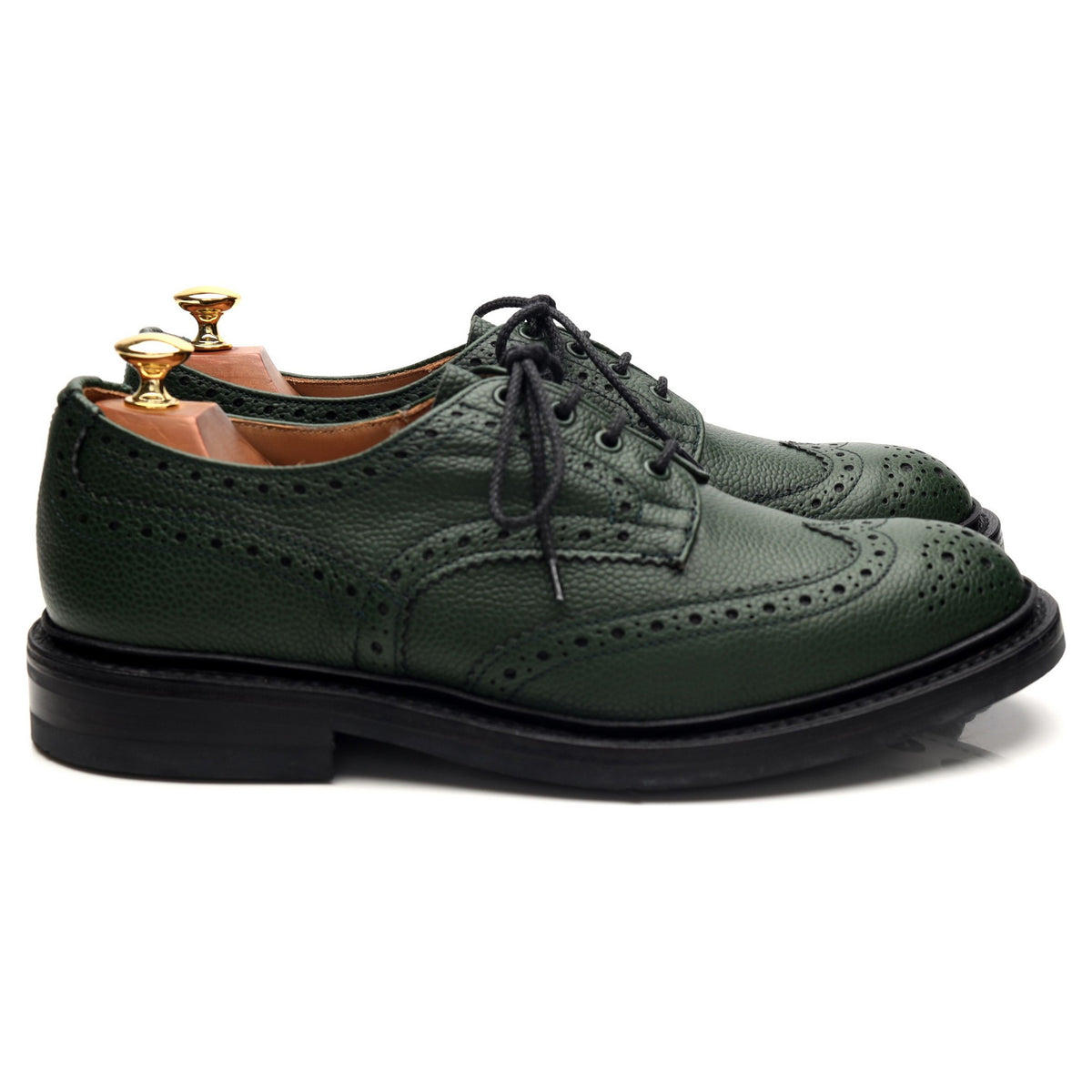 &#39;Bourton&#39; Green Leather Derby Brogues UK 9