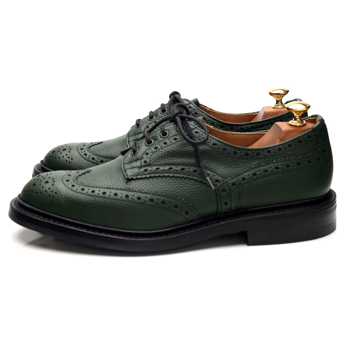 &#39;Bourton&#39; Green Leather Derby Brogues UK 9