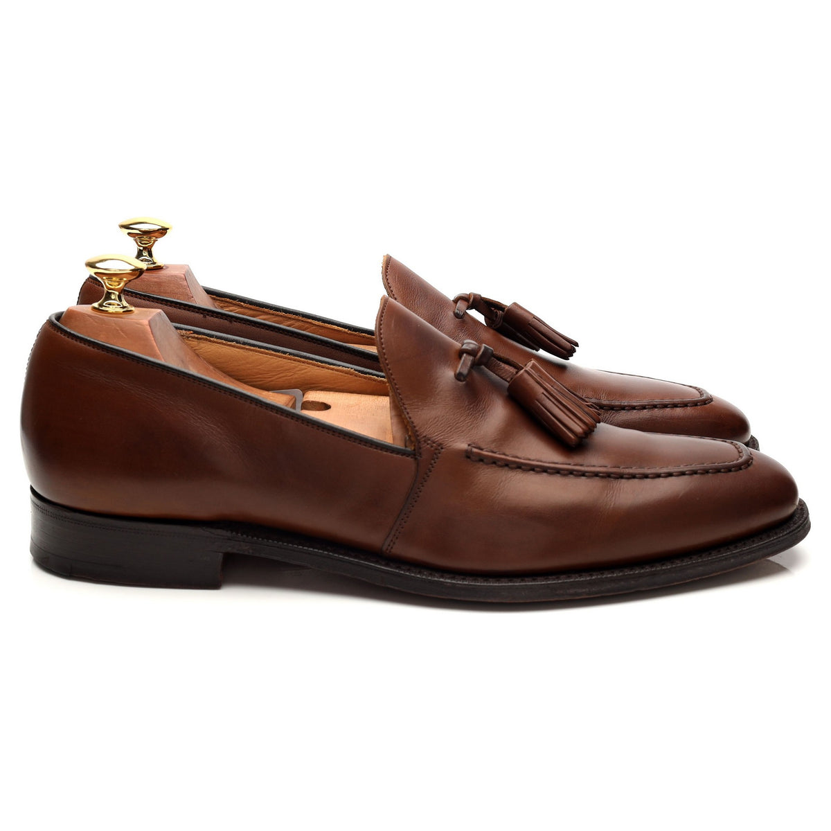 &#39;Harrow&#39; Brown Leather Tassel Loafers UK 9 F