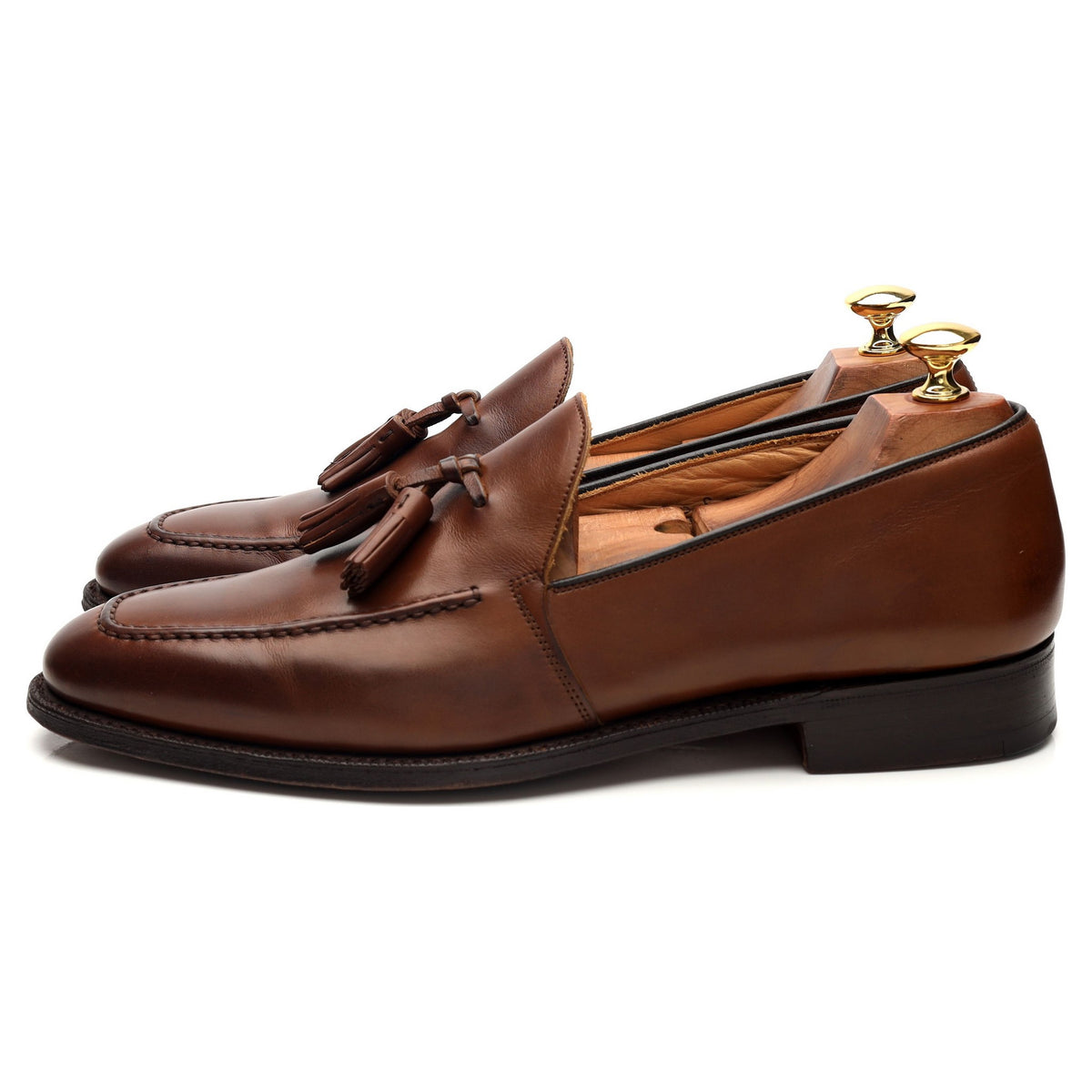 &#39;Harrow&#39; Brown Leather Tassel Loafers UK 9 F