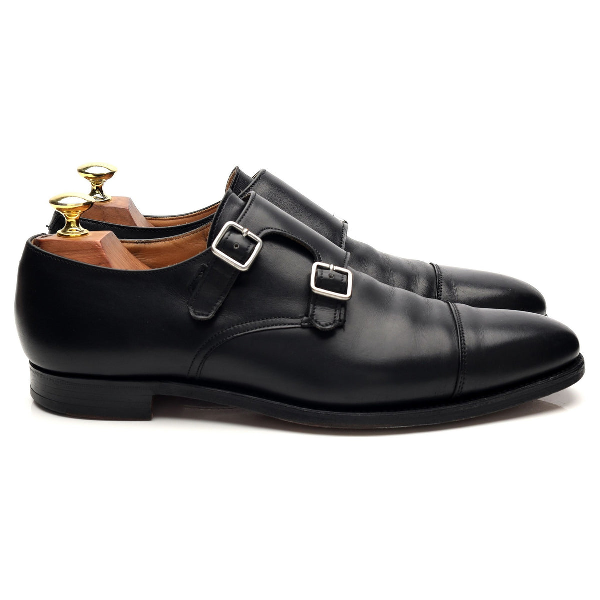 &#39;Lowndes&#39; Black Leather Double Monk Strap UK 7 E