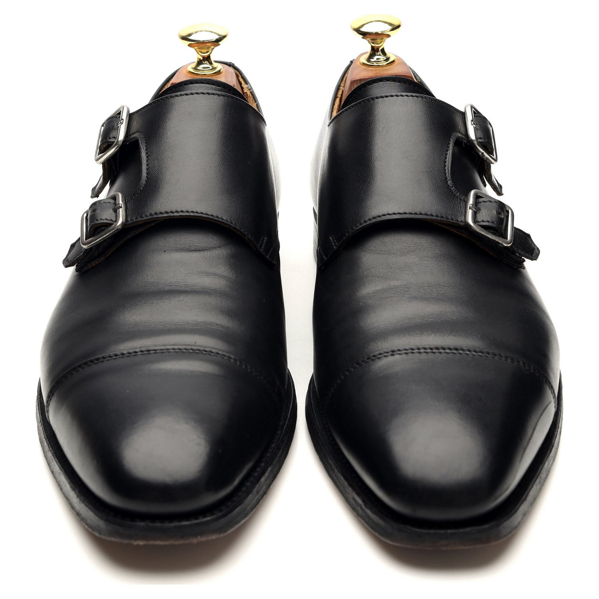 &#39;Lowndes&#39; Black Leather Double Monk Strap UK 7 E