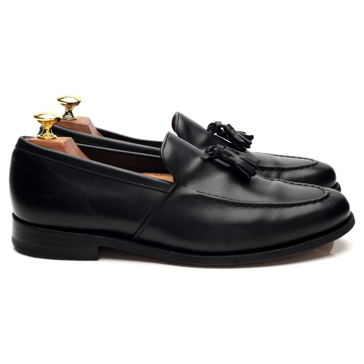 &#39;Ramsden&#39; Black Leather Tassel Loafers UK 7 F