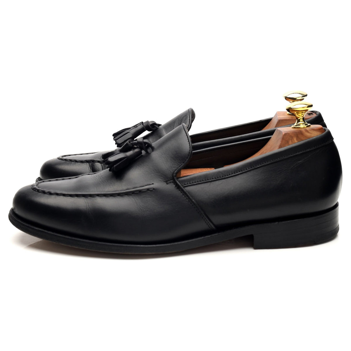 &#39;Ramsden&#39; Black Leather Tassel Loafers UK 7 F