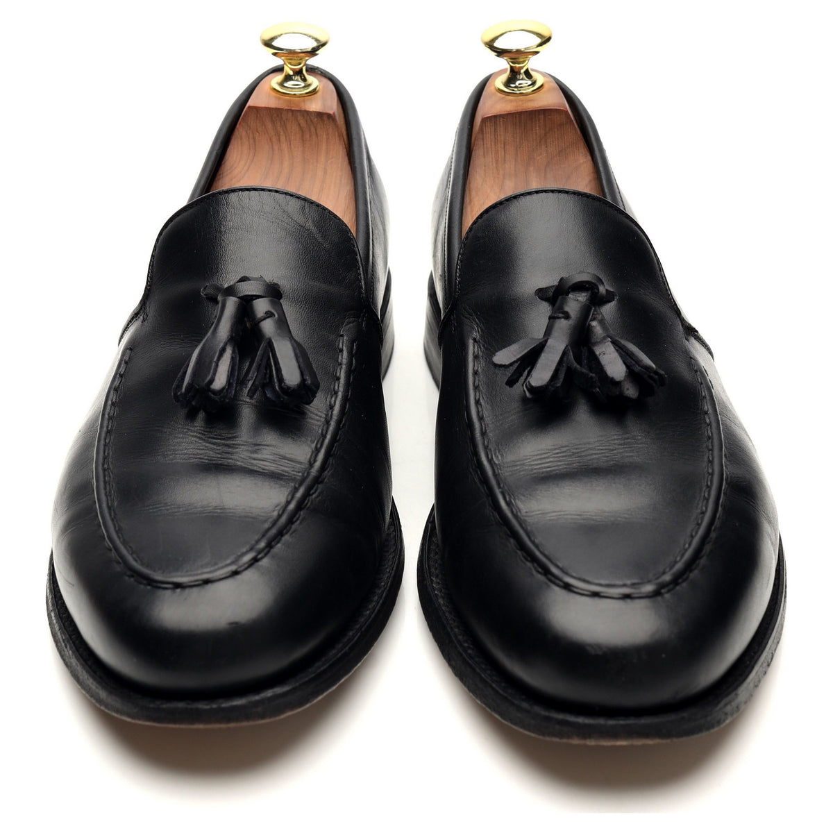&#39;Ramsden&#39; Black Leather Tassel Loafers UK 7 F