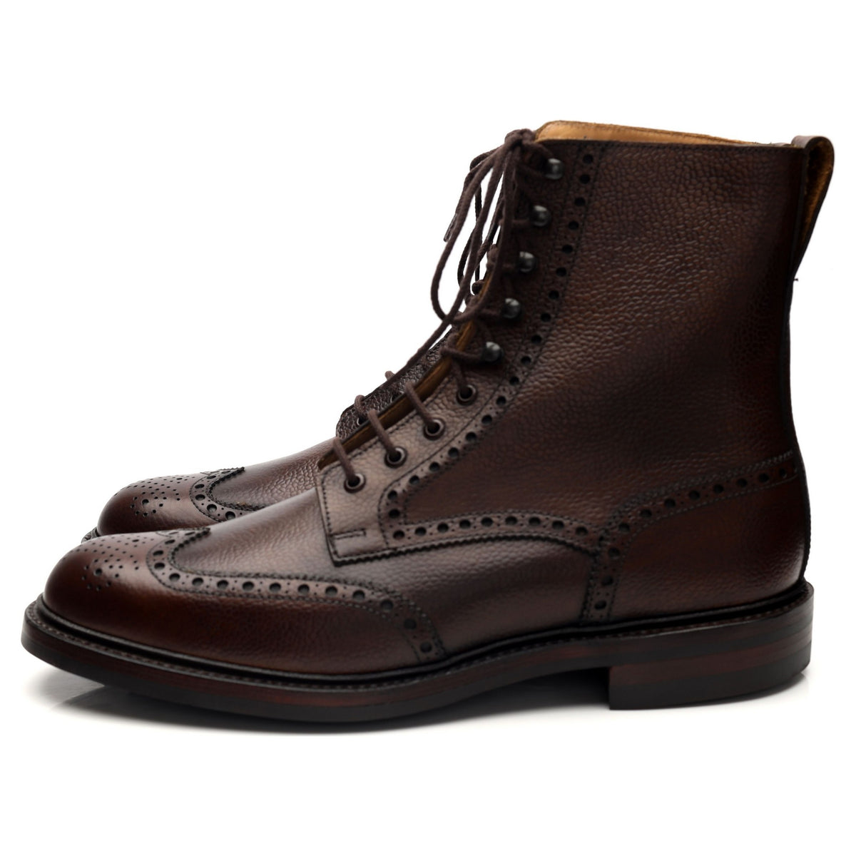 &#39;Islay&#39; Dark Brown Grain Leather Boots Brogues UK 9.5 E