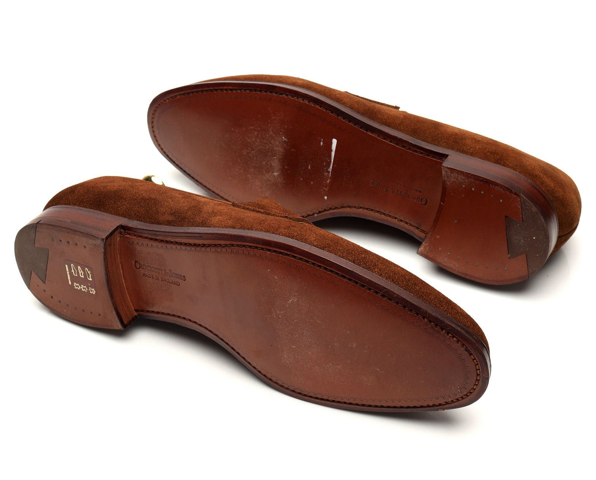 &#39;Sydney&#39; Snuff Brown Suede Loafers UK 8