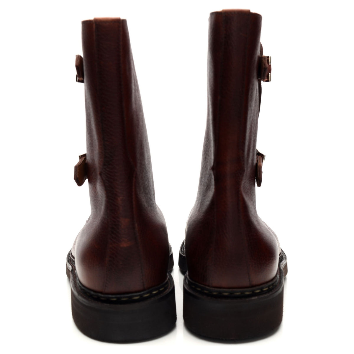 &#39;Wick&#39; Tan Brown Grain Leather Buckle Boots UK 8 E
