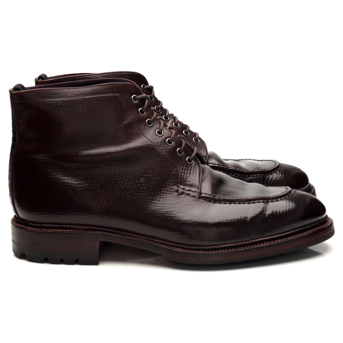 &#39;80478&#39; Burgundy Cordovan Leather Norwegian Boots UK 7.5
