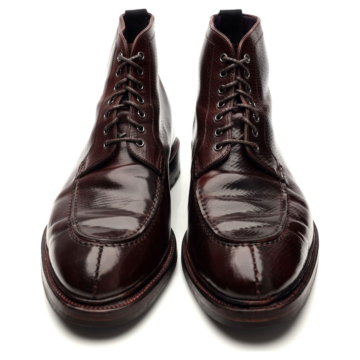 &#39;80478&#39; Burgundy Cordovan Leather Norwegian Boots UK 7.5