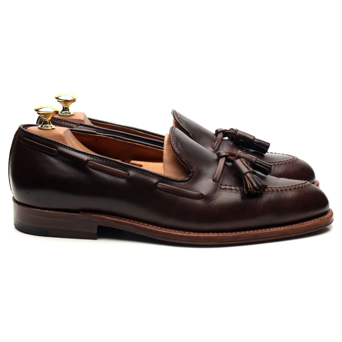 &#39;36602&#39; Brown Leather Tassel Loafers UK 9 US 9.5 D