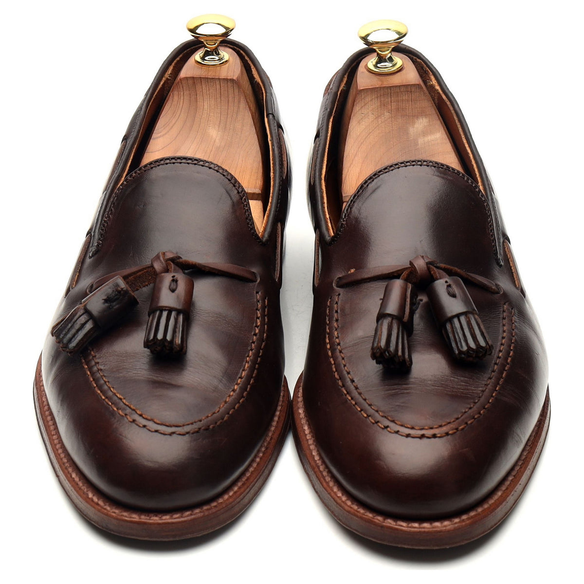 &#39;36602&#39; Brown Leather Tassel Loafers UK 9 US 9.5 D