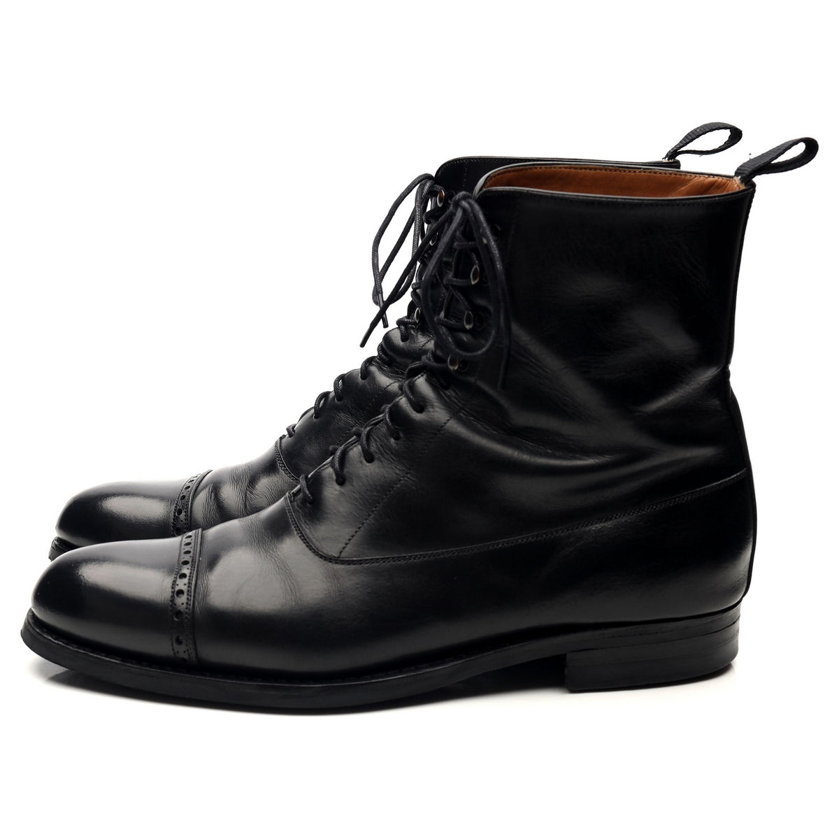 &#39;80092&#39; Black Leather Balmoral Boots UK 7 EE