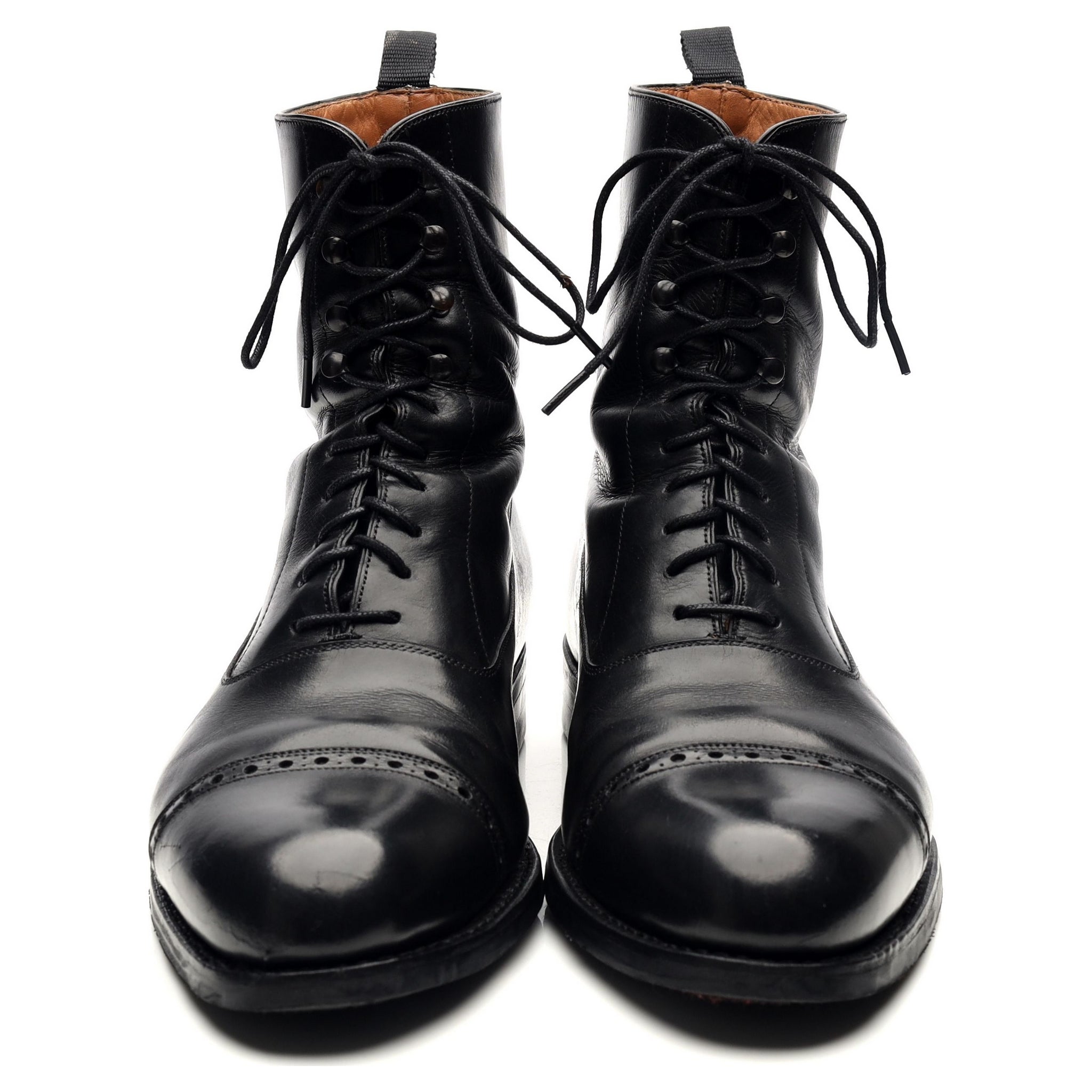 80092' ブラックレザー バルモラルブーツ UK 7 EE - Abbot's Shoes