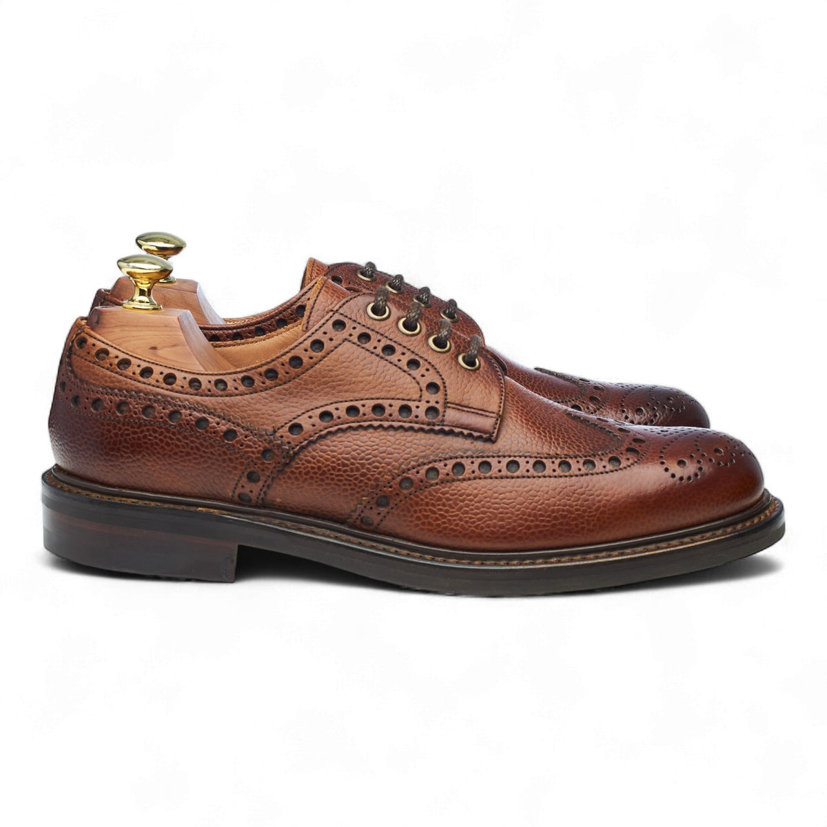 'Stratford' Tan Brown Grain Leather Derby Brogues UK 8 F