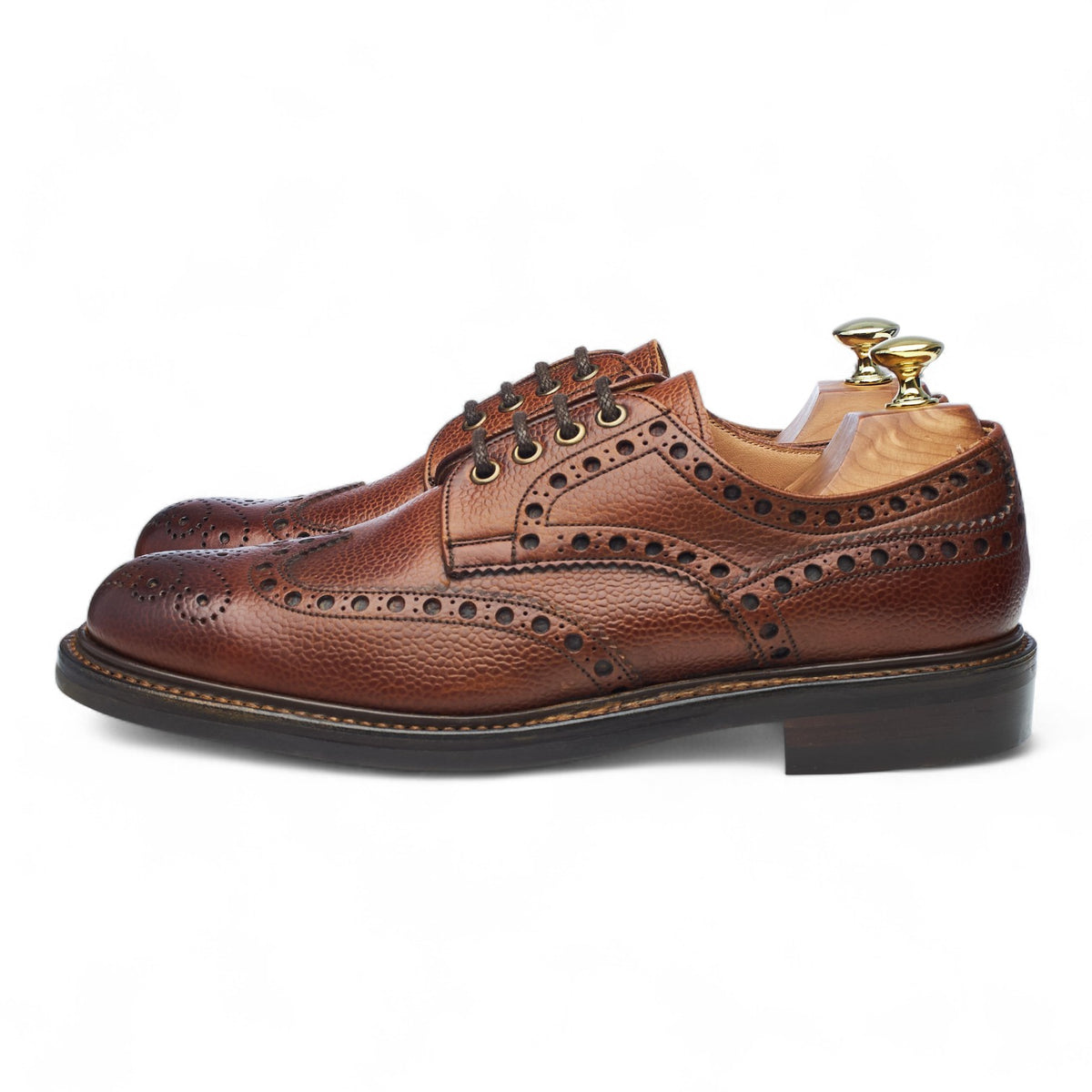 'Stratford' Tan Brown Grain Leather Derby Brogues UK 8 F