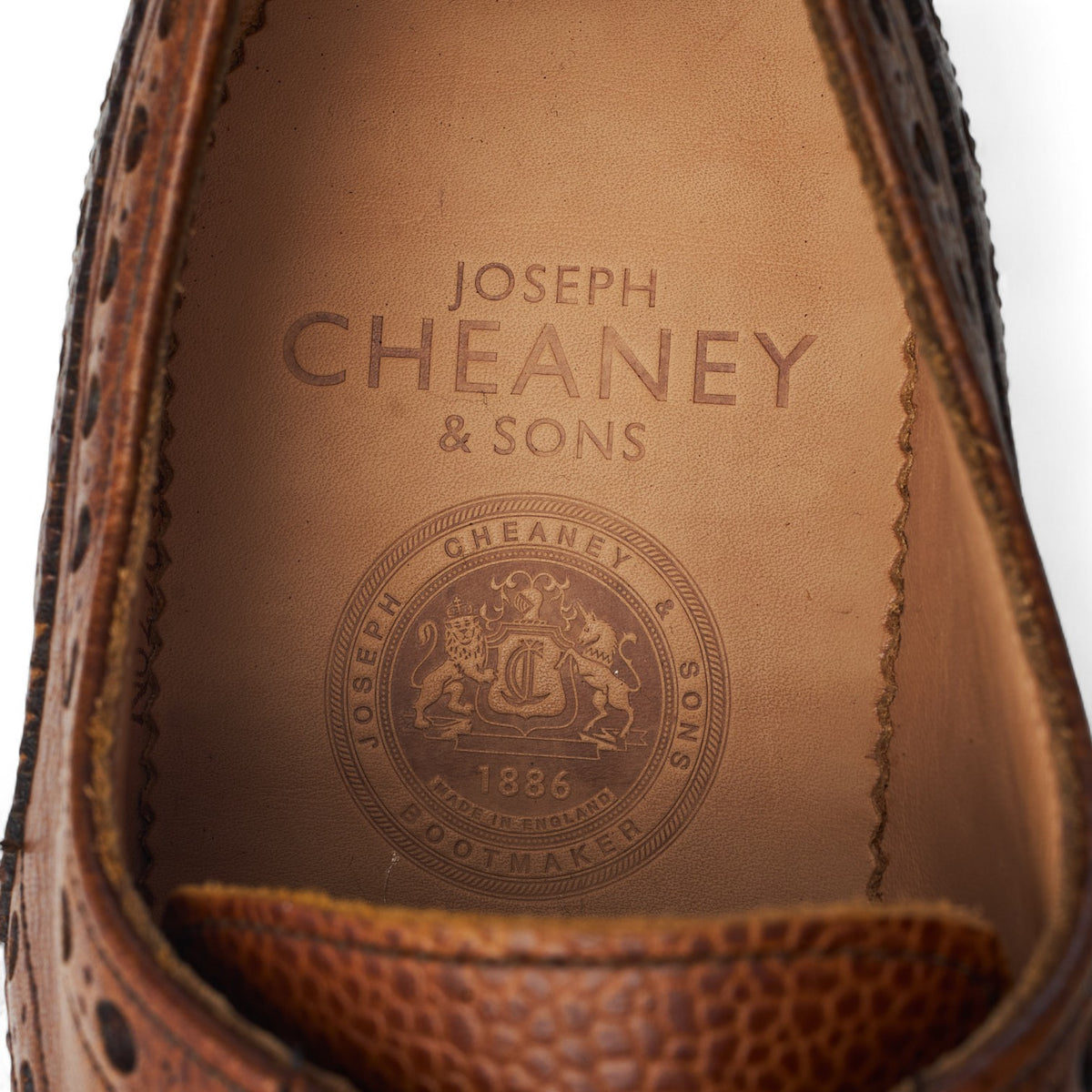 'Stratford' Tan Brown Grain Leather Derby Brogues UK 8 F