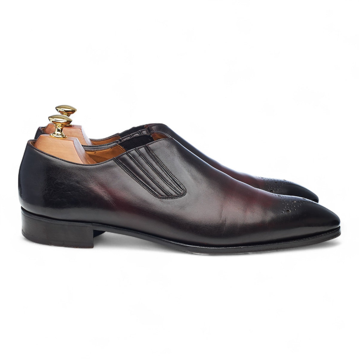 Deco 'Flynn' Burgundy Leather Lazyman Slip On Loafers UK 9.5 F