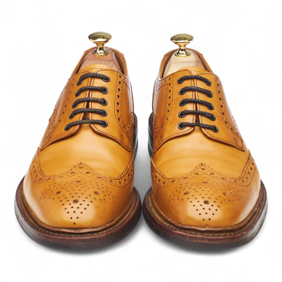 1880 'Chester' Tan Brown Leather Derby Brogues UK 7.5 F