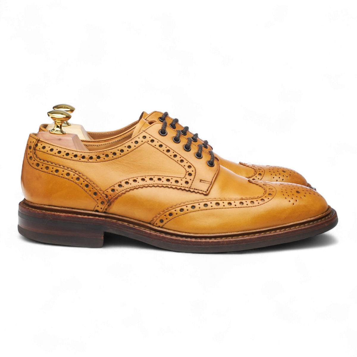 1880 'Chester' Tan Brown Leather Derby Brogues UK 7.5 F