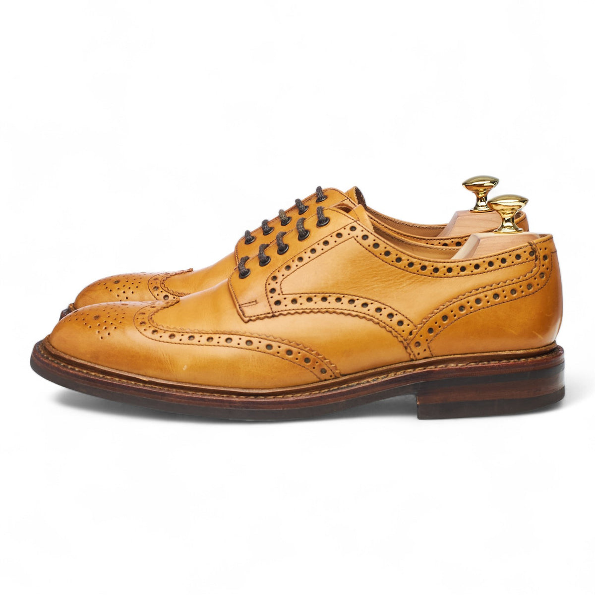 1880 'Chester' Tan Brown Leather Derby Brogues UK 7.5 F