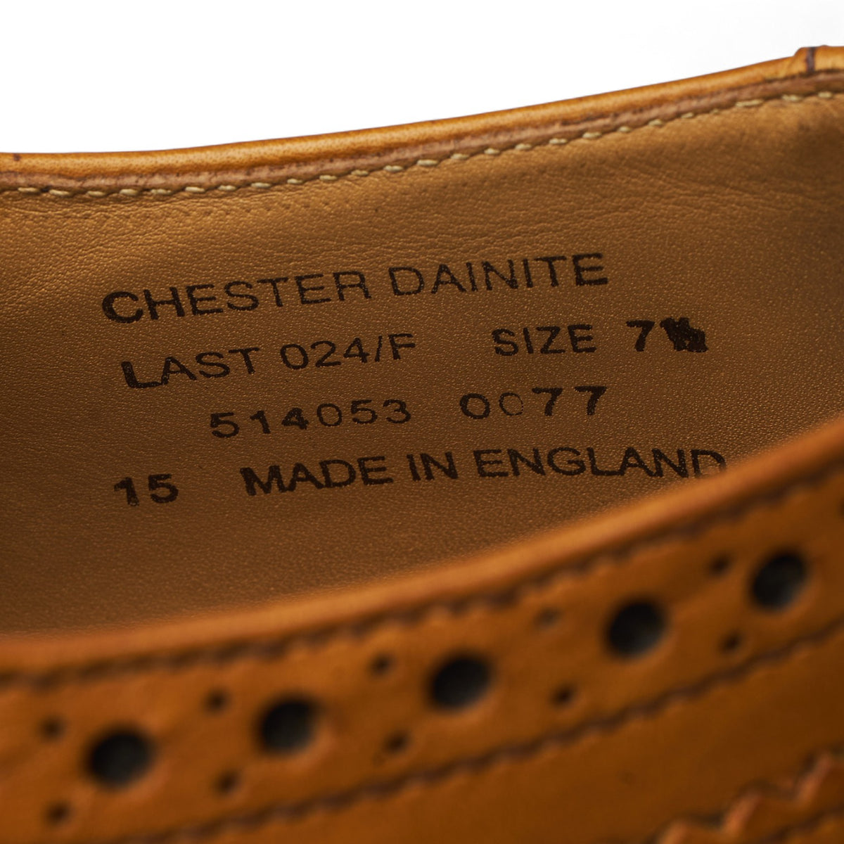 1880 'Chester' Tan Brown Leather Derby Brogues UK 7.5 F