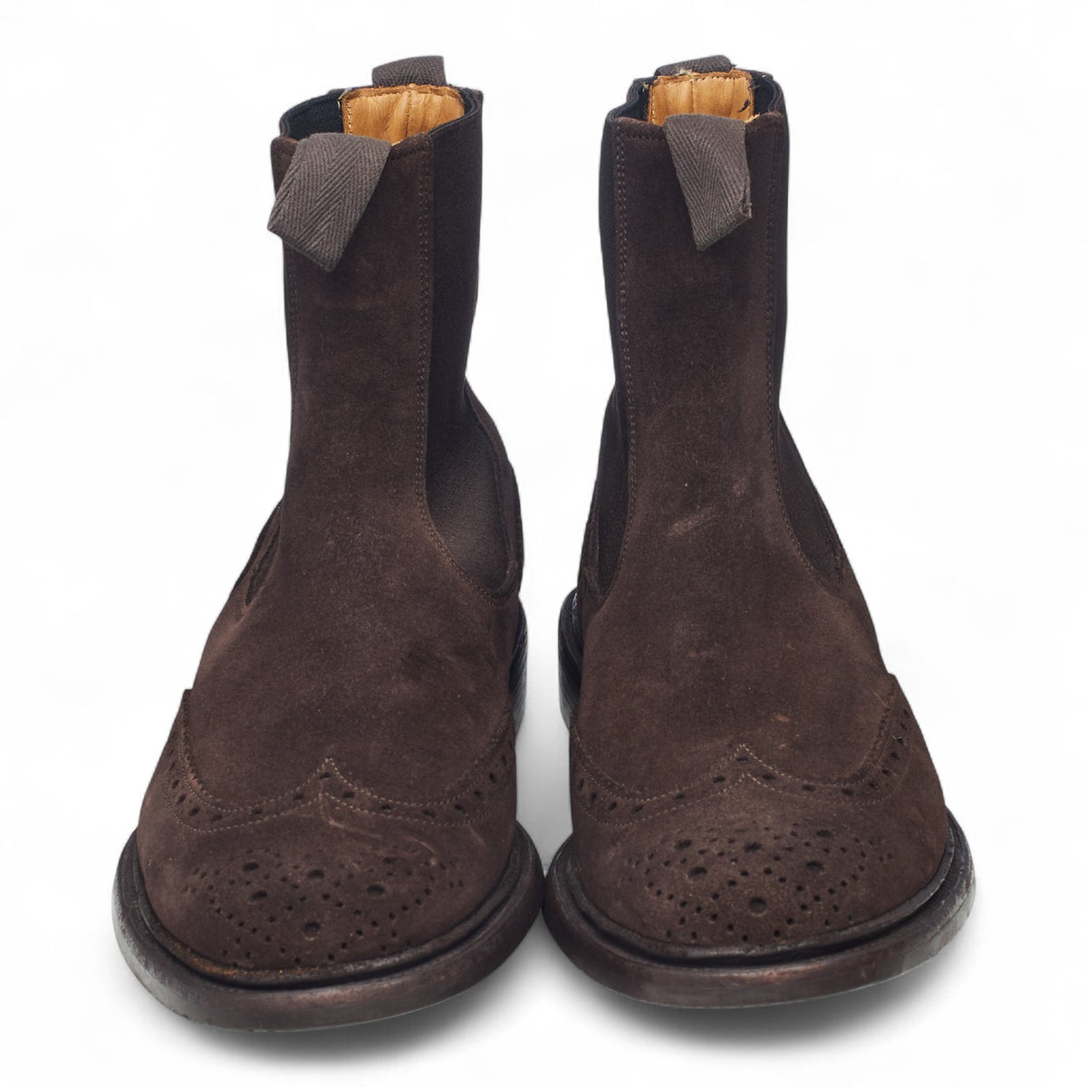 'Henry' Dark Brown Suede Brogue Chelsea Boots UK 8