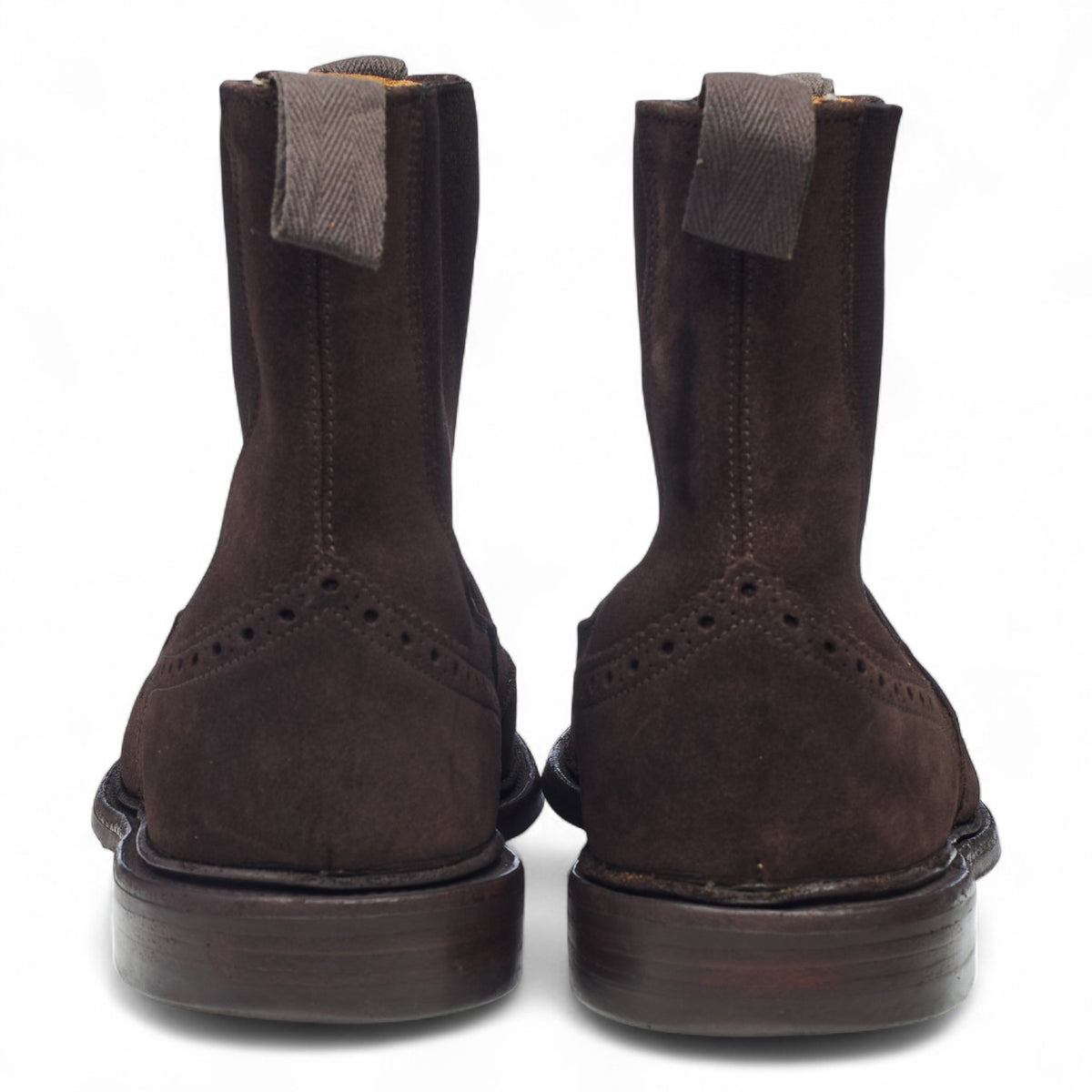 'Henry' Dark Brown Suede Brogue Chelsea Boots UK 8