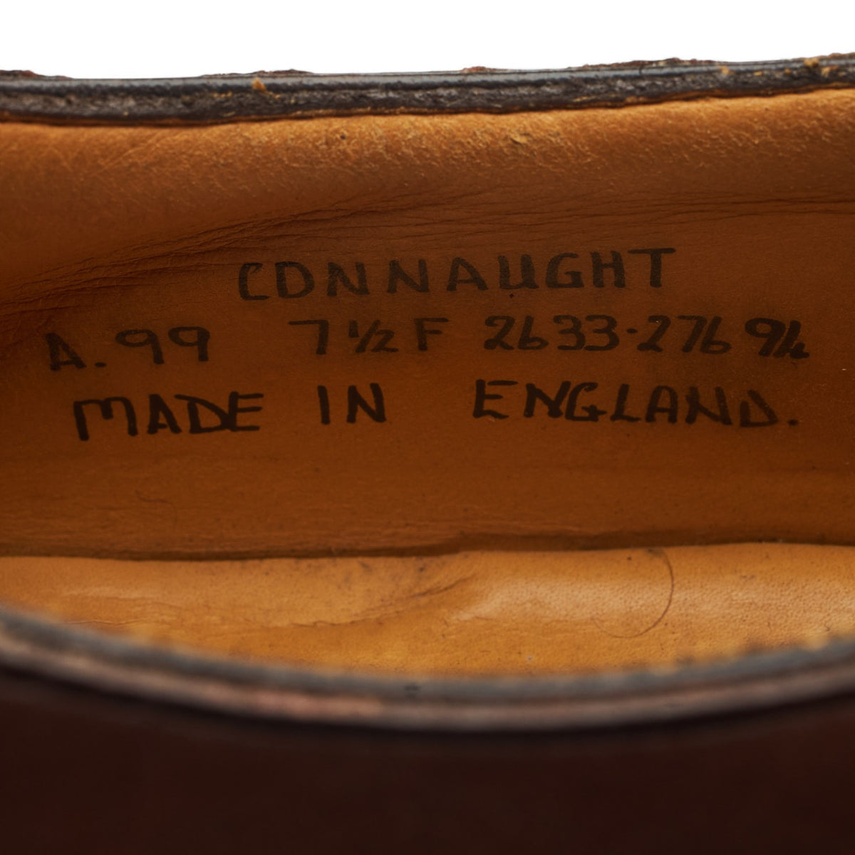 'Connaught' Brown Leather Wholecut Oxford UK 7.5 F