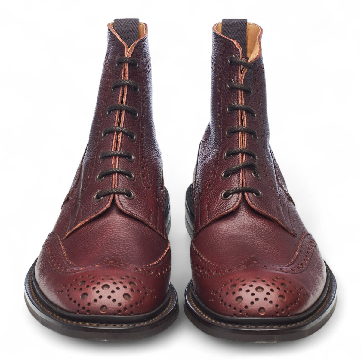 'Stow' Burgundy Grain Leather Brogues Boots UK 11