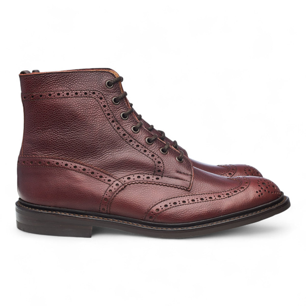 'Stow' Burgundy Grain Leather Brogues Boots UK 11