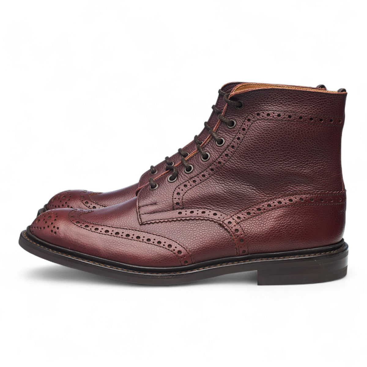 'Stow' Burgundy Grain Leather Brogues Boots UK 11
