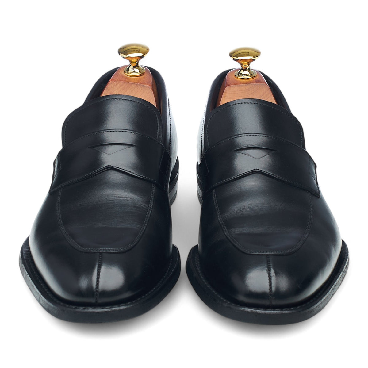 'Parham' Black Leather Split Toe Loafers UK 6.5 F