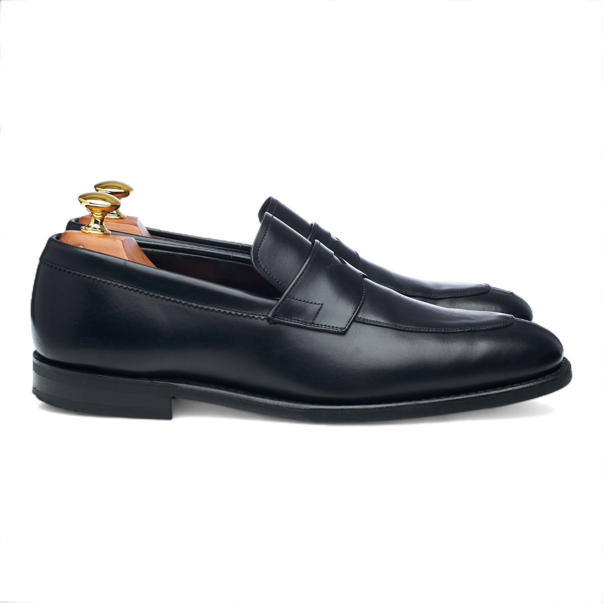 'Parham' Black Leather Split Toe Loafers UK 6.5 F