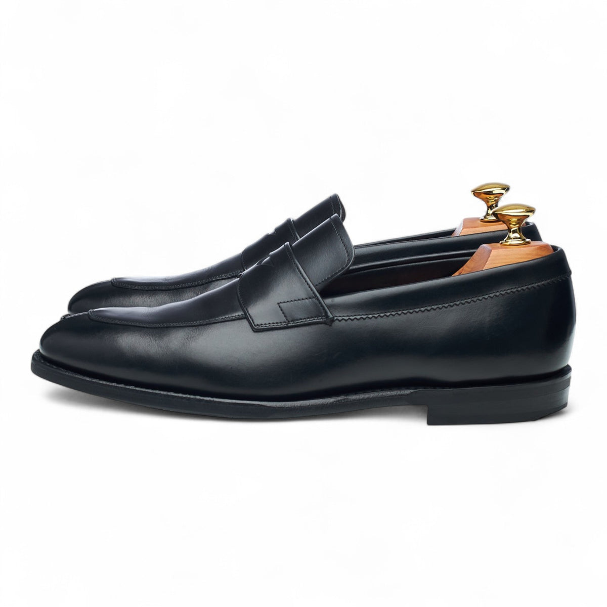 'Parham' Black Leather Split Toe Loafers UK 6.5 F