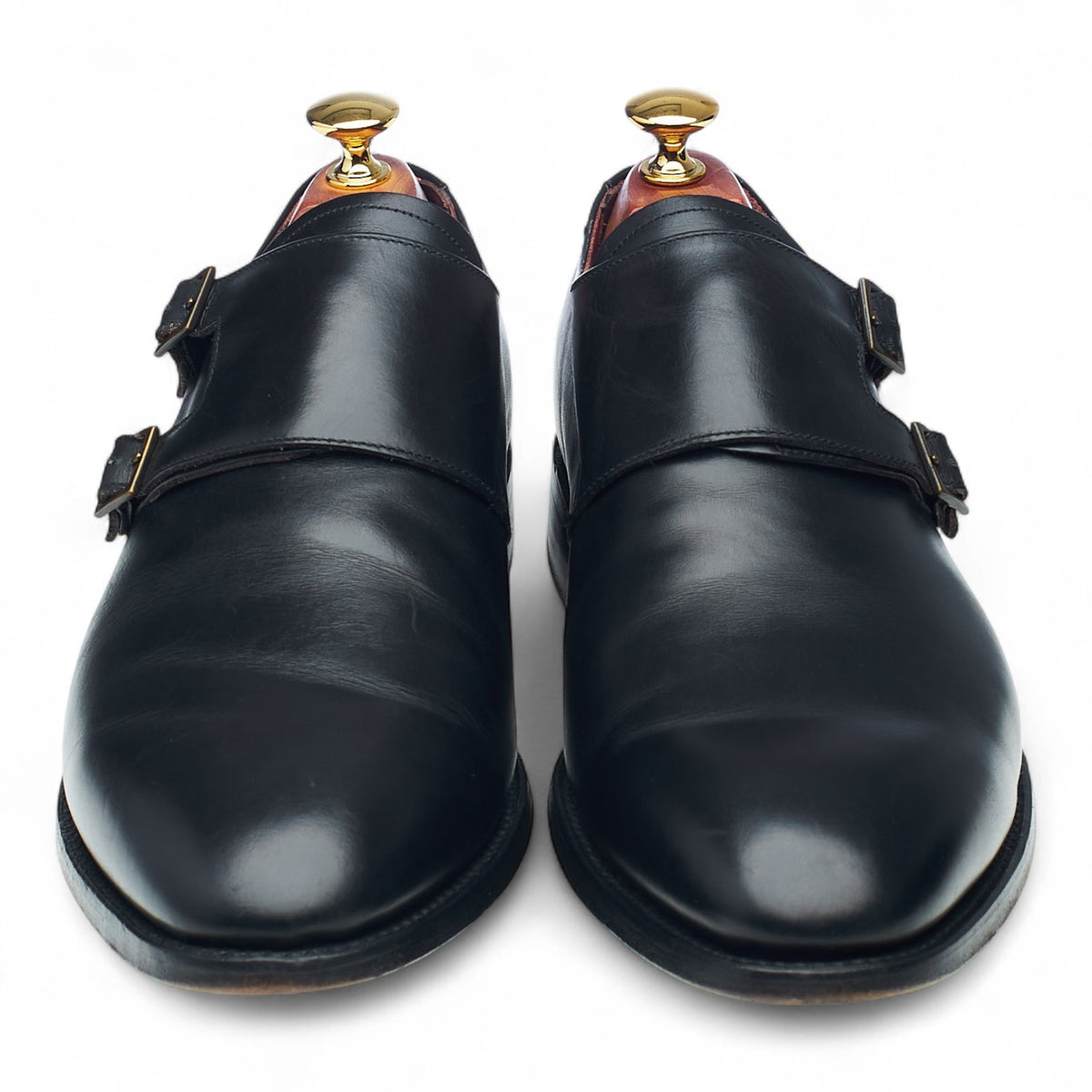 Black Leather Double Monk Strap UK 9 F