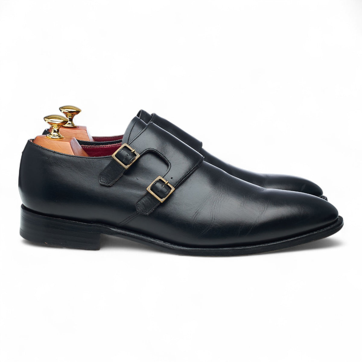 Black Leather Double Monk Strap UK 9 F