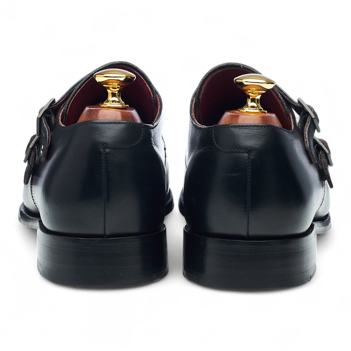 Black Leather Double Monk Strap UK 9 F