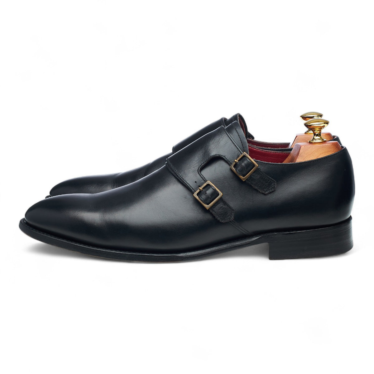 Black Leather Double Monk Strap UK 9 F