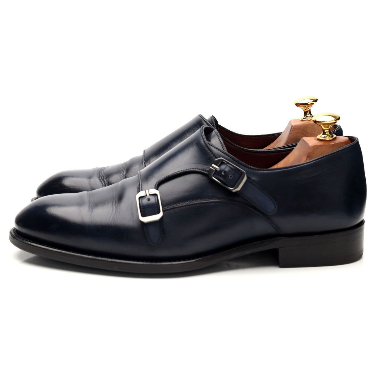 Navy Blue Leather Monk Strap UK 9