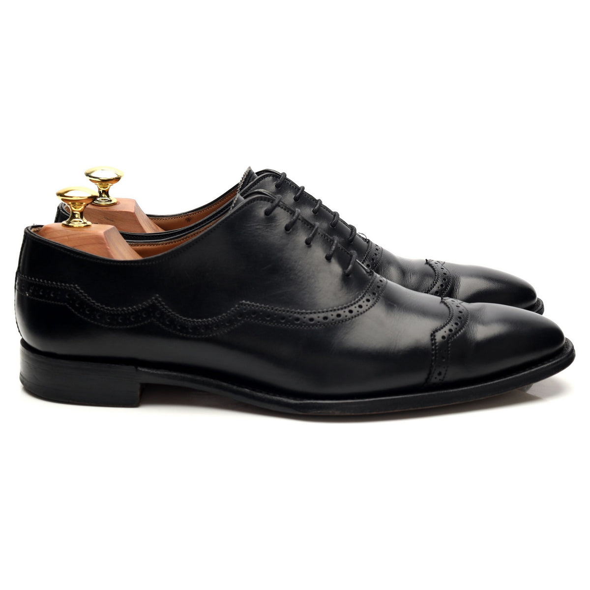 &#39;Cardiff&#39; Black Leather Oxford Brogue UK 8 F