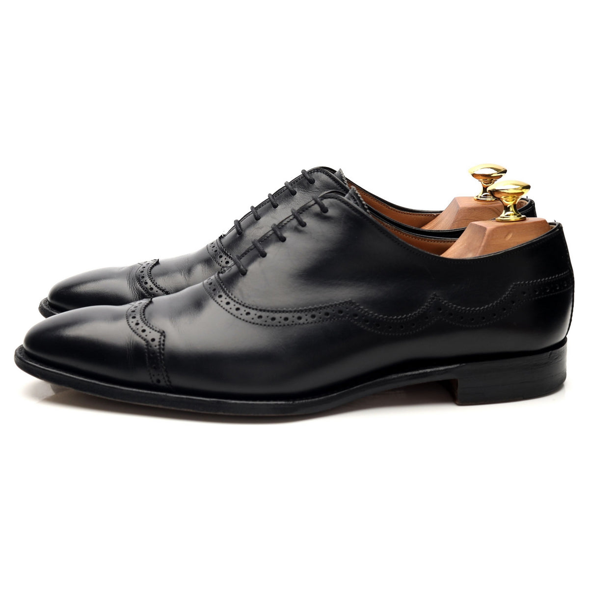 &#39;Cardiff&#39; Black Leather Oxford Brogue UK 8 F