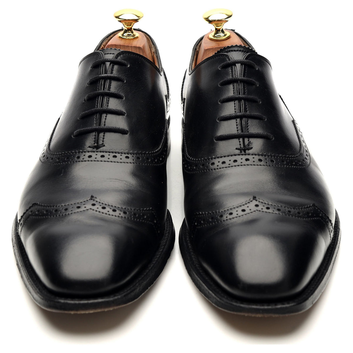 &#39;Cardiff&#39; Black Leather Oxford Brogue UK 8 F