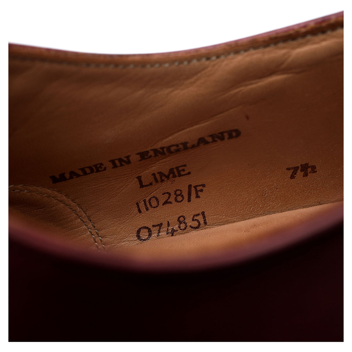 &#39;Lime&#39; Burgundy Leather Oxford UK 7.5 F