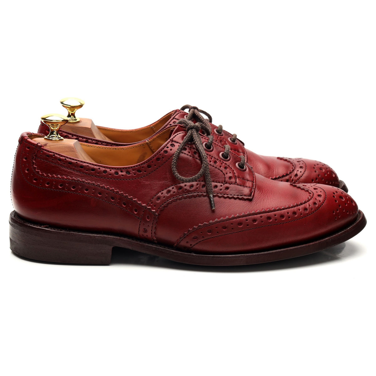 &#39;Bourton&#39; Red Leather Derby Brogue UK 8