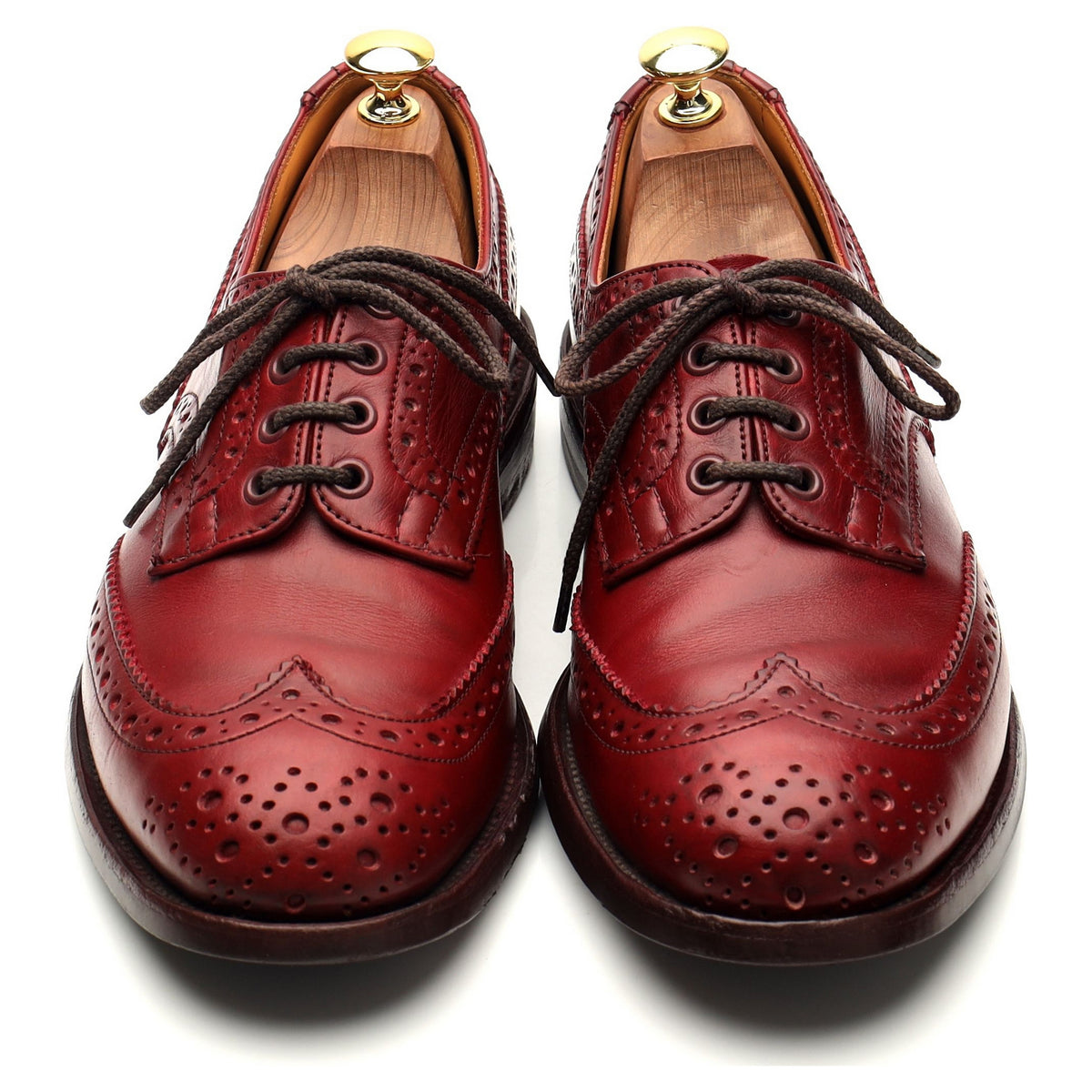 &#39;Bourton&#39; Red Leather Derby Brogue UK 8