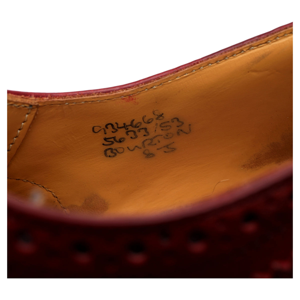 &#39;Bourton&#39; Red Leather Derby Brogue UK 8