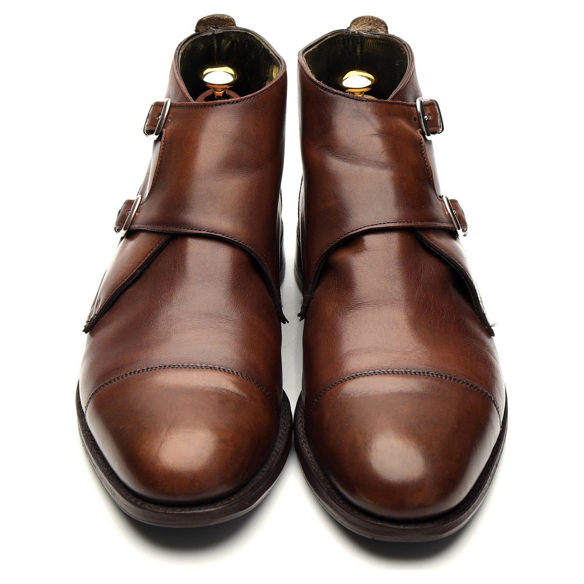 &#39;Freeman&#39; Brown Leather Double Monk Strap Boots UK 7.5 F